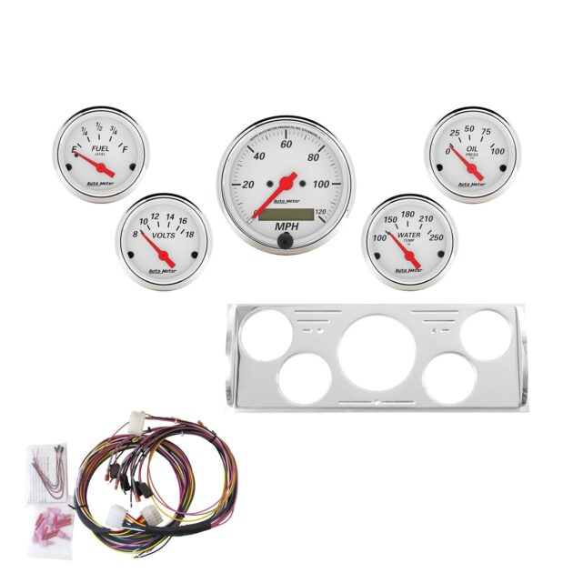 5 GAUGE DIRECT-FIT DASH KIT, CHEVY TRUCK 40-46, ARCTIC WHITE