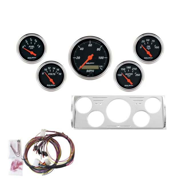 5 GAUGE DIRECT-FIT DASH KIT, CHEVY TRUCK 40-46, DESIGNER BLACK