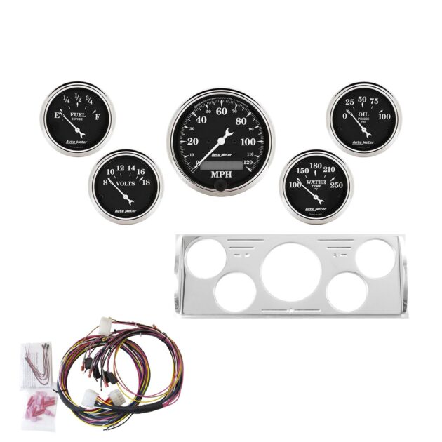 5 GAUGE DIRECT-FIT DASH KIT, CHEVY TRUCK 40-46, OLD TYME BLACK