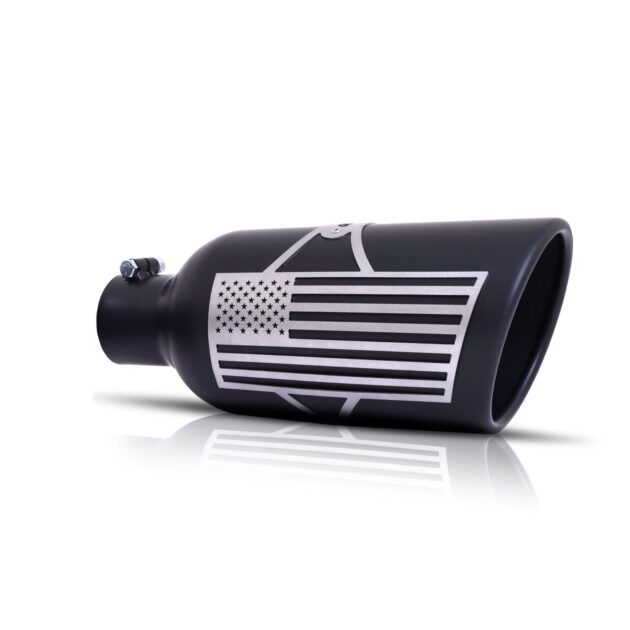 Patriot Flag Rolled Edge Angle Exhaust Tip; Black Ceramic