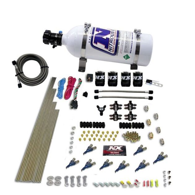 Nitrous Express 8 CYL PIRANHA DIRECT PORT, 4 SOLENOIDS, WITH 5LB BOTTLE (200-500HP JETTING)