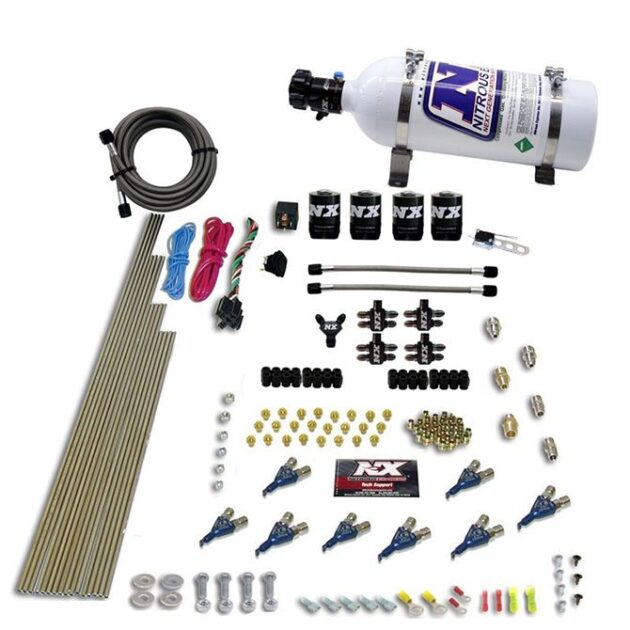 Nitrous Express 8 CYL PIRANHA DIRECT PORT, 4 SOLENOIDS, WITH 5LB BOTTLE (200-500HP EFI JETs)