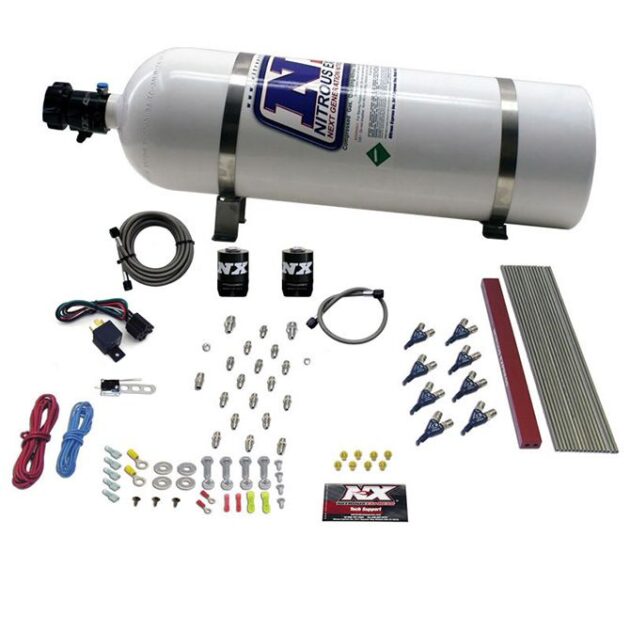 Nitrous Express 8 CYLINDER LT1, LS1 PRO PIRANHA NOZZLE GAS WITH 15LB BOTTLE