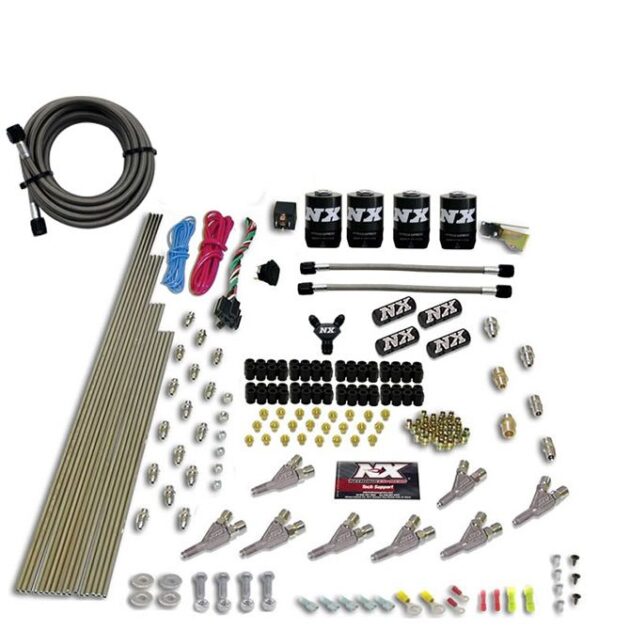 Nitrous Express STD NOZZLE SYSTEM (200-500HP) GAS W/ DIST. BLOCK & 4 SOLENOIDS LESS BOTTLE