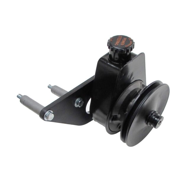 Borgeson - Power Steering Pump Kit - P/N: 800336 - Ford power steering pump upgrade. Fits Ford FE 390/428. Includes Saginaw pump, bracket, pulley and hardware. Painted black.