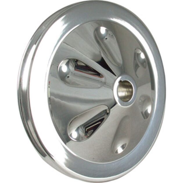 Borgeson - Power Steering Pulley - P/N: 801102 - Polished aluminum power steering pump pulley. 4-5/8 in. Diameter 1-Row V-Belt keyway style.