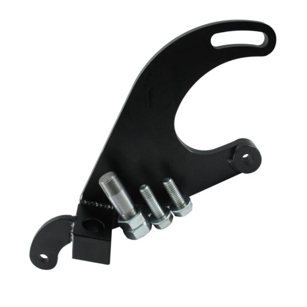 Borgeson - Pump Bracket - P/N: 802411 - Power steering pump bracket for attaching a Saginaw style P/S pump to Ford y-Block. Painted black, with hardware.