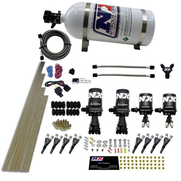 Nitrous Express 8 CYL SHARK DIRECT PORT, 4 SOLENOIDS, WITH 10LB BOTTLE (200-600HP JETTING)