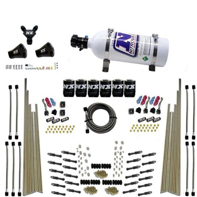 Nitrous Express 8 CYL DRY DIRECT PORT, THREE STAGE, 6 SOLENOIDS, WITH 5LB BOTTLE (200-600HP)
