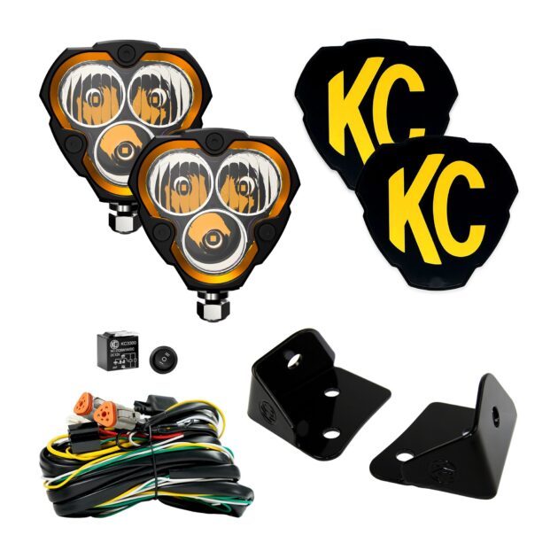 KC Hilites FLEX ERA 3 - 2-Light System - Pillar Mount - 40W Combo Beam - for Jeep JK