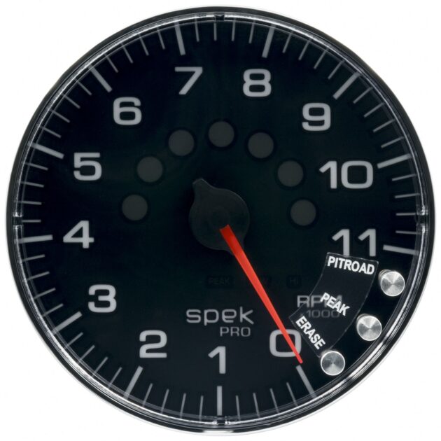 5 in. IN-DASH TACHOMETER, 0-11,000 RPM, SPEK-PRO, BLACK/CHROME