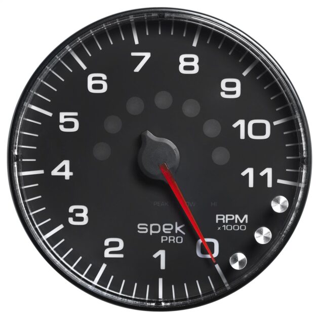 5 in. IN-DASH TACHOMETER, 0-11,000 RPM, SPEK-PRO, BLACK/BLACK