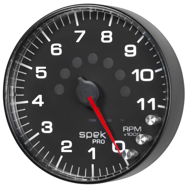 5 in. IN-DASH TACHOMETER, 0-11,000 RPM, SPEK-PRO, BLACK/BLACK