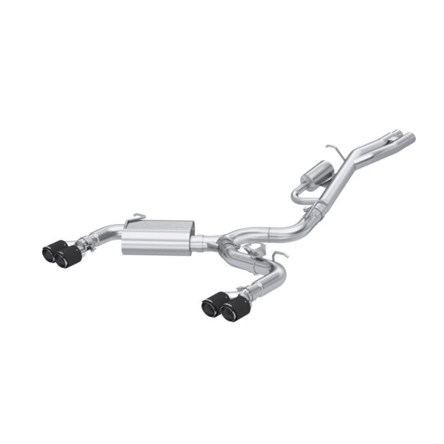 MBRP Exhaust 3in. Cat Back; Dual Split Rear; T304; Quad CF Tip