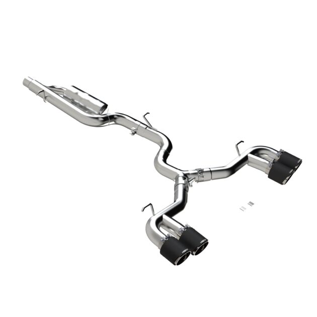 MBRP Exhaust 3in. Cat Back; Quad Split Rear; T304; CF Tip