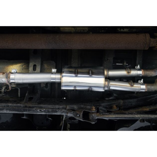 3" Single in 2.25"" Dual Out Muffler Replacement, High-Flow , T409 Stainless Steel"