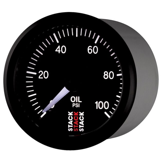 OIL PRESS, PRO STEPPER MOTOR, 52MM, BLK, 0-100 PSI, 1/8 in. NPTF MALE