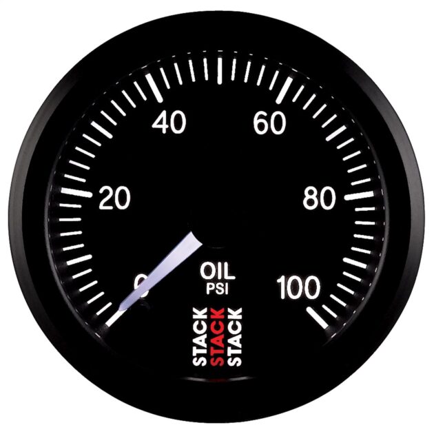 OIL PRESS, PRO STEPPER MOTOR, 52MM, BLK, 0-100 PSI, 1/8 in. NPTF MALE