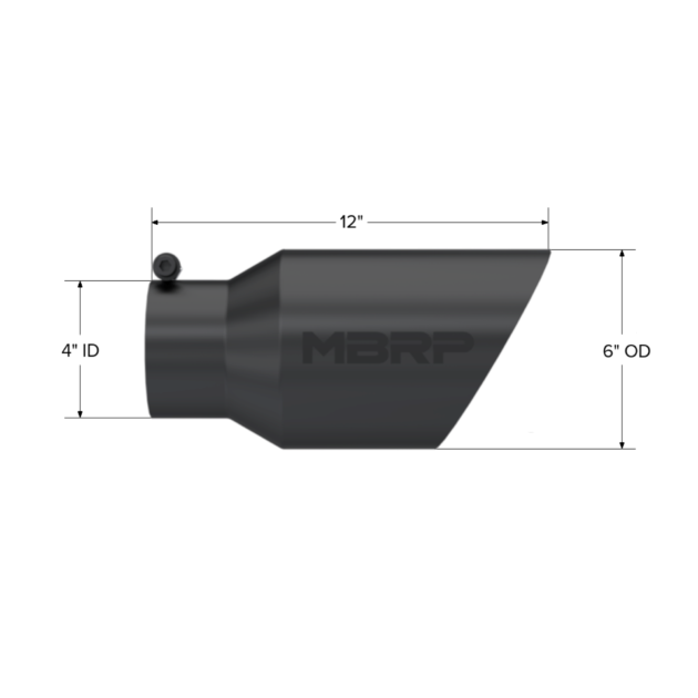 MBRP Exhaust Tip; 6in. O.D. Dual Wall Angled 4in. inlet 12in. length-Black Coated