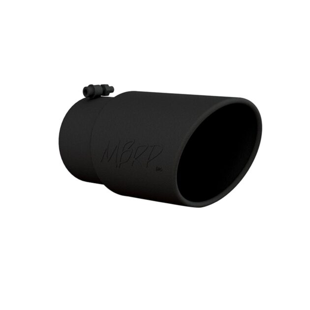 MBRP Exhaust Tip; 6in. O.D. Angled Rolled End 5in. inlet 12in. length; Black Coated