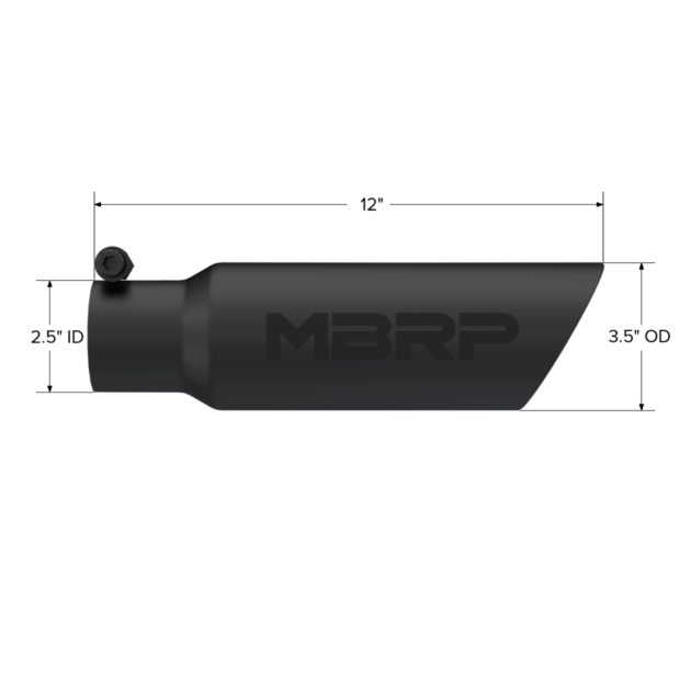 MBRP Exhaust Tip; 3in. O.D. Dual Wall Angled 2in. inlet 12in. length-Black Coated