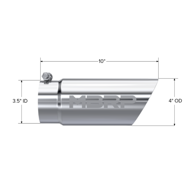 MBRP Exhaust Tip; 3in. O.D. Dual Wall Angled 4in. inlet 10in. length; T304