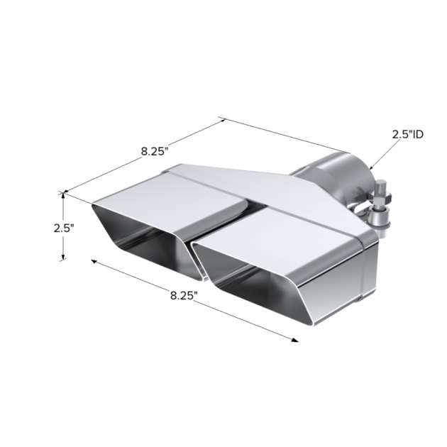 MBRP Exhaust Tip; 8in.x 2? ID; Rectangle; 2in. O.D. inlet; 8-+ length; T304