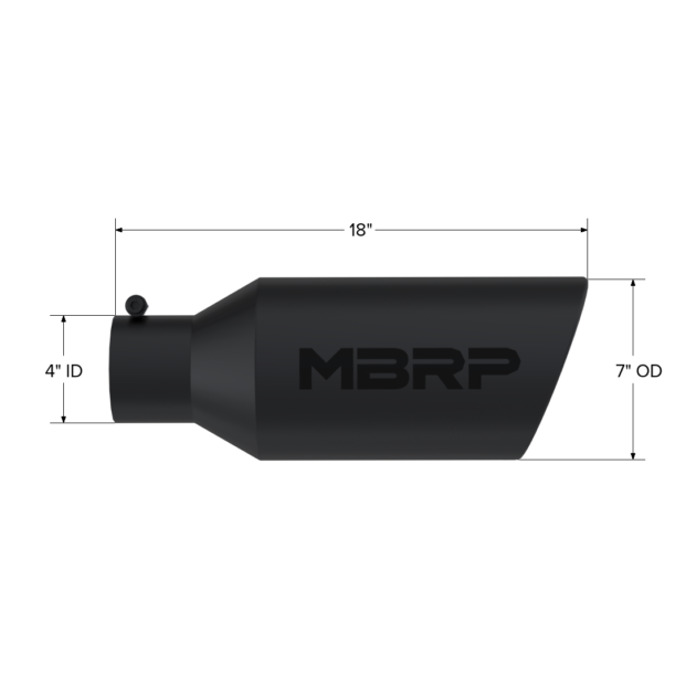 MBRP Exhaust Tip; 7in. O.D.; Rolled End; 4in. inlet 18in. in length; Black