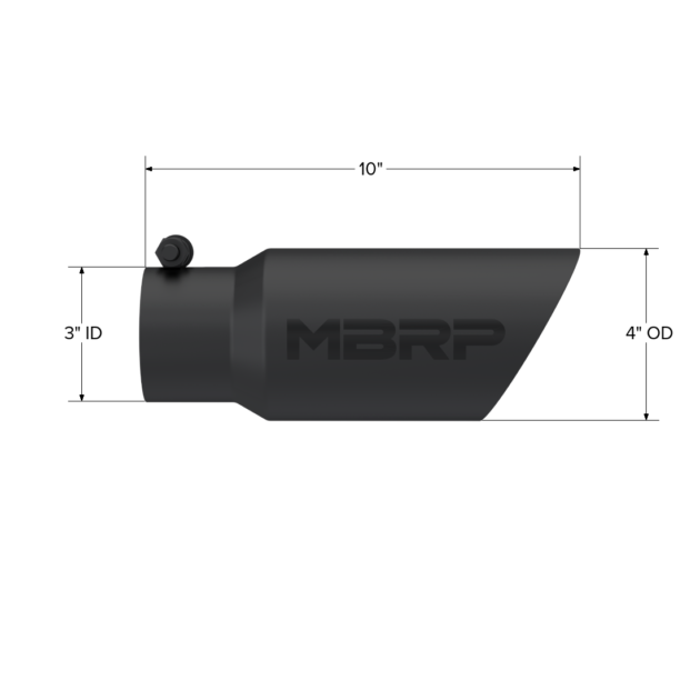 MBRP Exhaust Tip; 4in. O.D.; Dual Wall Angled; 3in. inlet; 10in. length; Black