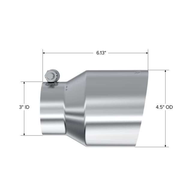 MBRP Exhaust Tip; 4.5in OD Out; 3in ID; 6.13in Length; Angle Cut; Single Wall; T304