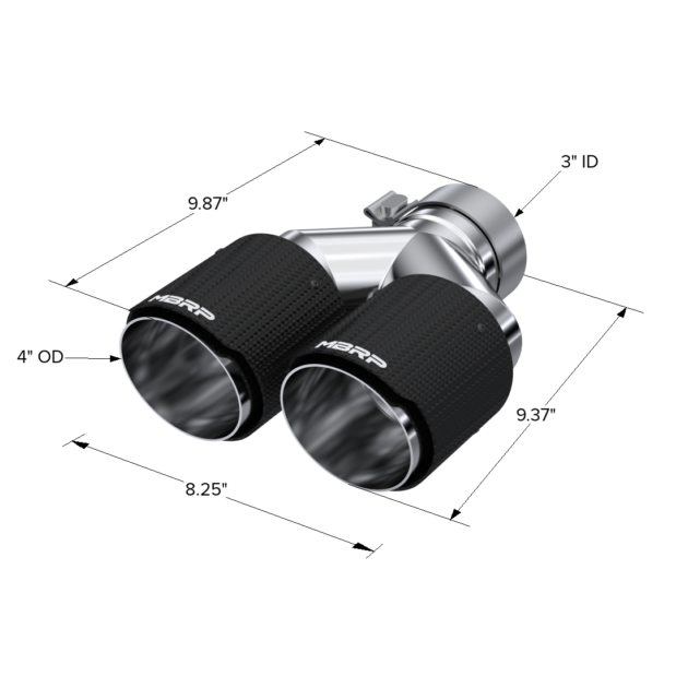 MBRP Exhaust Tip; 4in OD Out; 3in ID; 9.87in Length; Dual Wall; Carbon Fiber