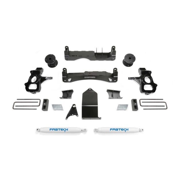 Fabtech 4" BASIC SYS W/ PERF SHKS 14-18 GM C/K1500 P/U W/ OE FORG STL UCA