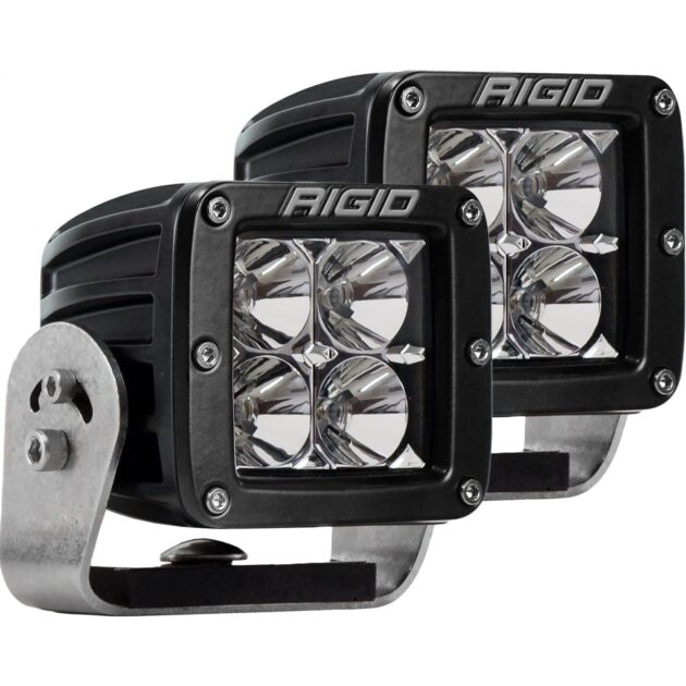 RIGID D-Series PRO LED Light, Flood Optic, Heavy Duty, Black Housing, Pair