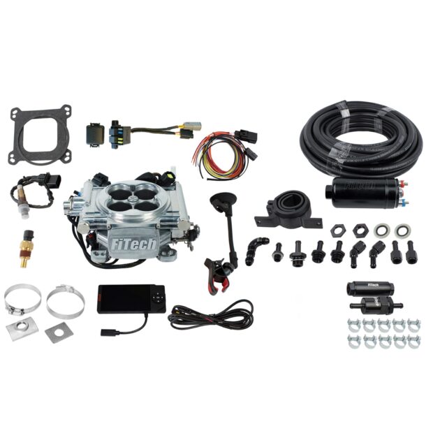 FiTech - Go EFI 4 600 HP Bright Aluminum EFI System With Inline Fuel Delivery Master Kit