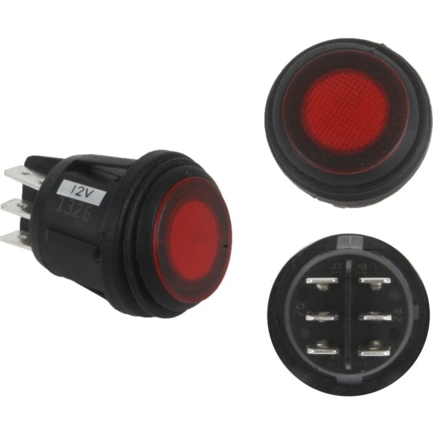 RIGID 3 Position Rocker Switch (On/Off/Backlight), Red, Single