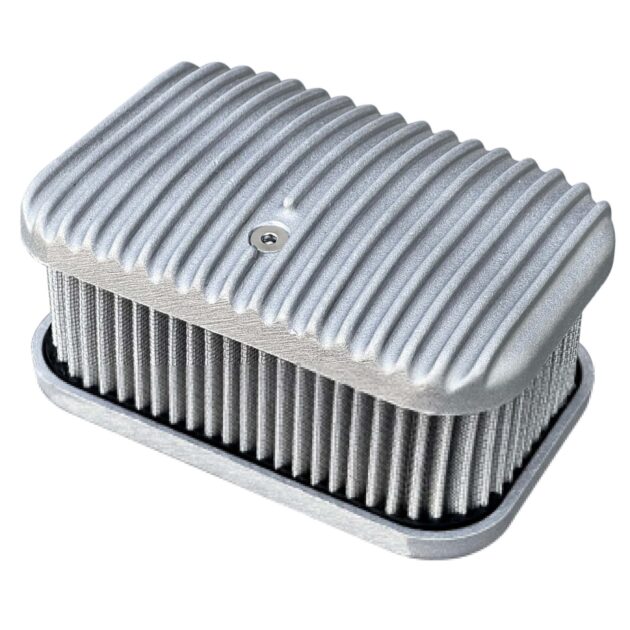 FiTech - 3x2 D Shaped Air Filter Assembly Cast, Finned Top With Hardware