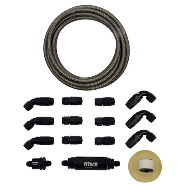 FiTech - Go Fuel AN-6 Stainless Steel 20 Ft Hose Kit with Filter