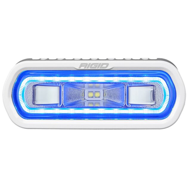 RIGID Industries SR-L Series Marine Spreader Pod 2 Wire Surface Mount White Housing With Blue Halo