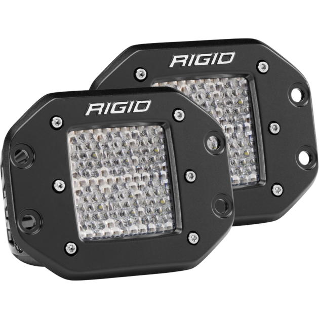 RIGID Industries SR-L Series Marine Spreader Pod 2 Wire Flush Mount Black Housing With White Halo