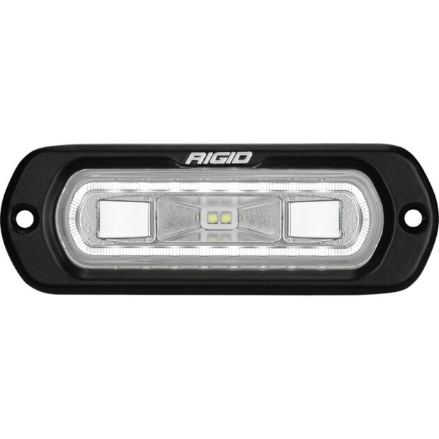 RIGID Industries SR-L Series Marine Spreader Pod 2 Wire Flush Mount Black Housing With White Halo