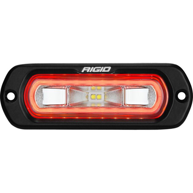 RIGID Industries SR-L Series Marine Spreader Pod 2 Wire Flush Mount Black Housing With Red Halo