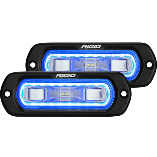 RIGID SR-L Series Off-Road Spreader Pod, 3 Wire, Flush Mount, Blue Halo, Pair