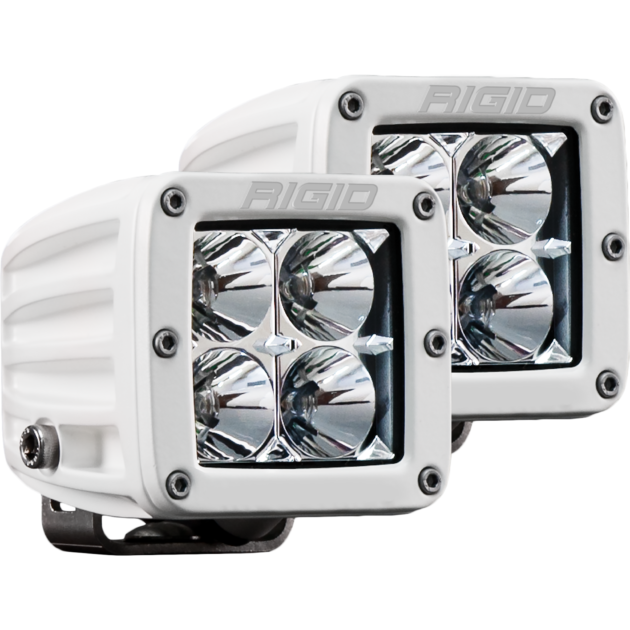 RIGID D-Series PRO LED Light, Flood Optic, Surface Mount, White Housing, Pair