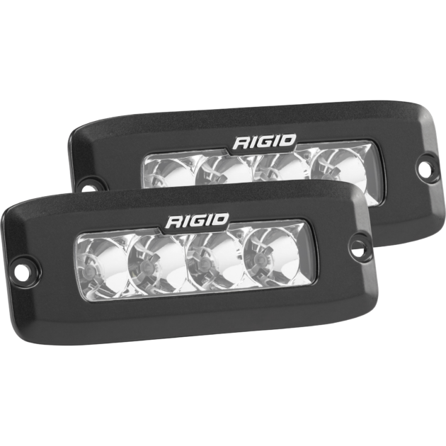 RIGID SR-Q Series PRO, Flood Optic, Flush Mount, Black Housing, Pair