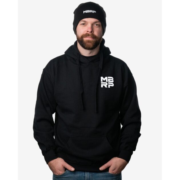 MBRP Exhaust Square Logo Hoodie; Large Black