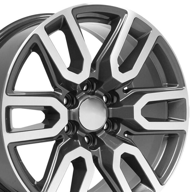 20" Replica Wheel CV36 Fits GMC Sierra Rim 20x9 Gunmetal Machined Wheel