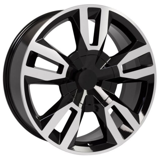 22" Replica Wheel CV40 Fits Chevrolet Tahoe Rim 22x9 Black Mach'd Wheel