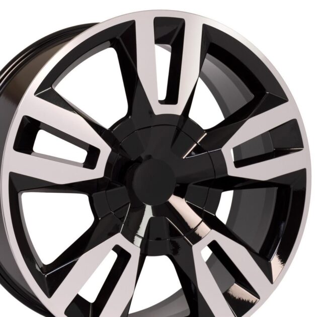 22" Replica Wheel CV40 Fits Chevrolet Tahoe Rim 22x9 Black Mach'd Wheel