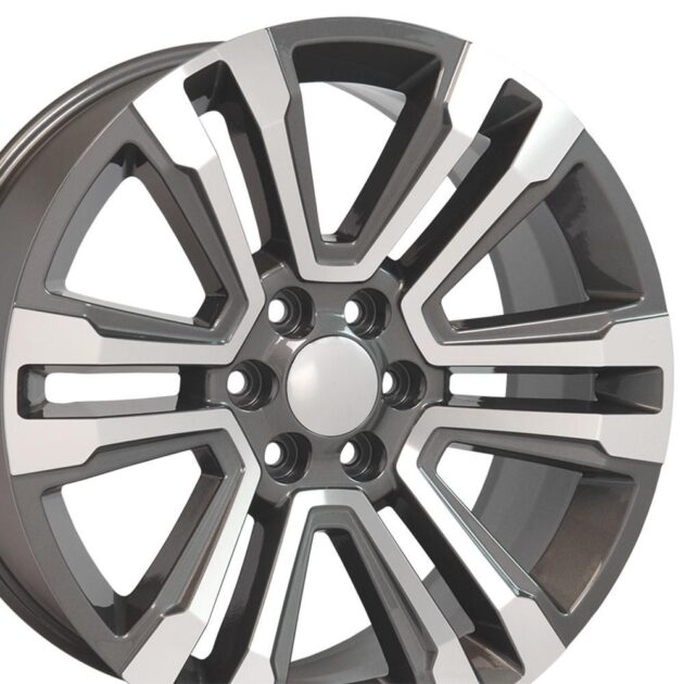 22" Replica Wheel CV44 Fits GMC Yukon Rim 22x9 Hyper Mach'd Wheel