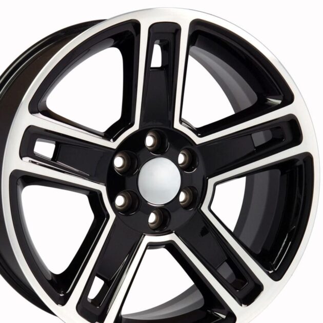 22" Replica Wheel CV74B Fits Chevrolet Silverado Rim 22x9 Black Mach'd Wheel